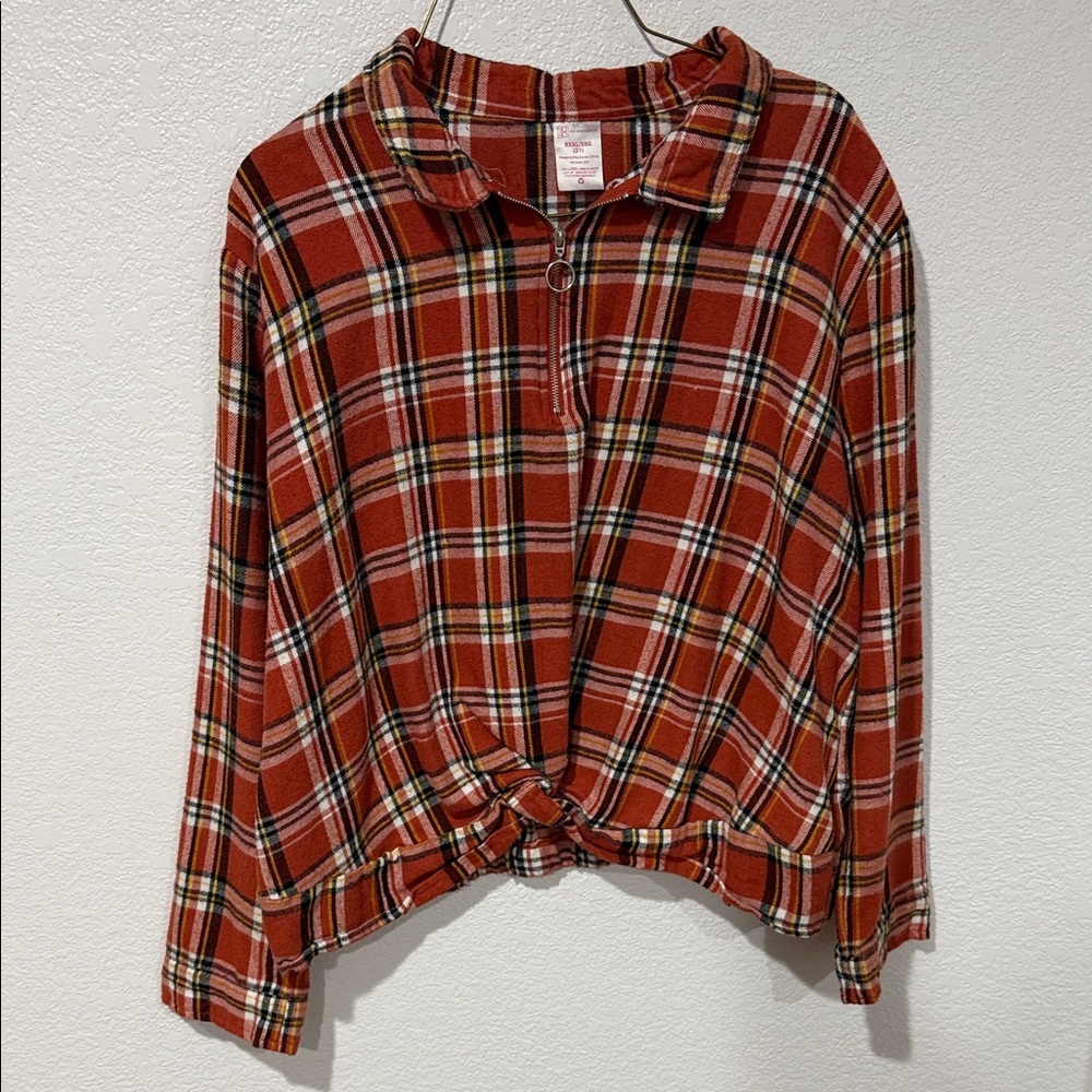 No Boundaries Red Plaid Button Down Shirt
